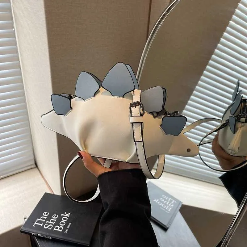 Borsa a tracolla a forma di dinosauro donna moda a contrasto_voghion.com