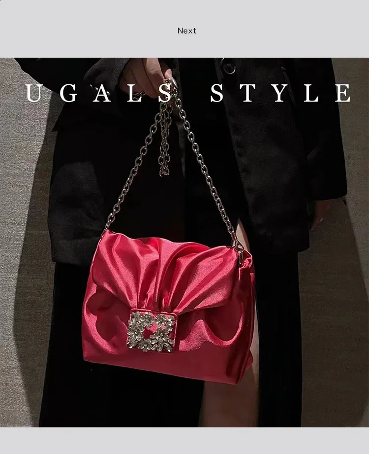 Elegante borsa da sera in raso pochette e borsa a tracolla_voghion.com