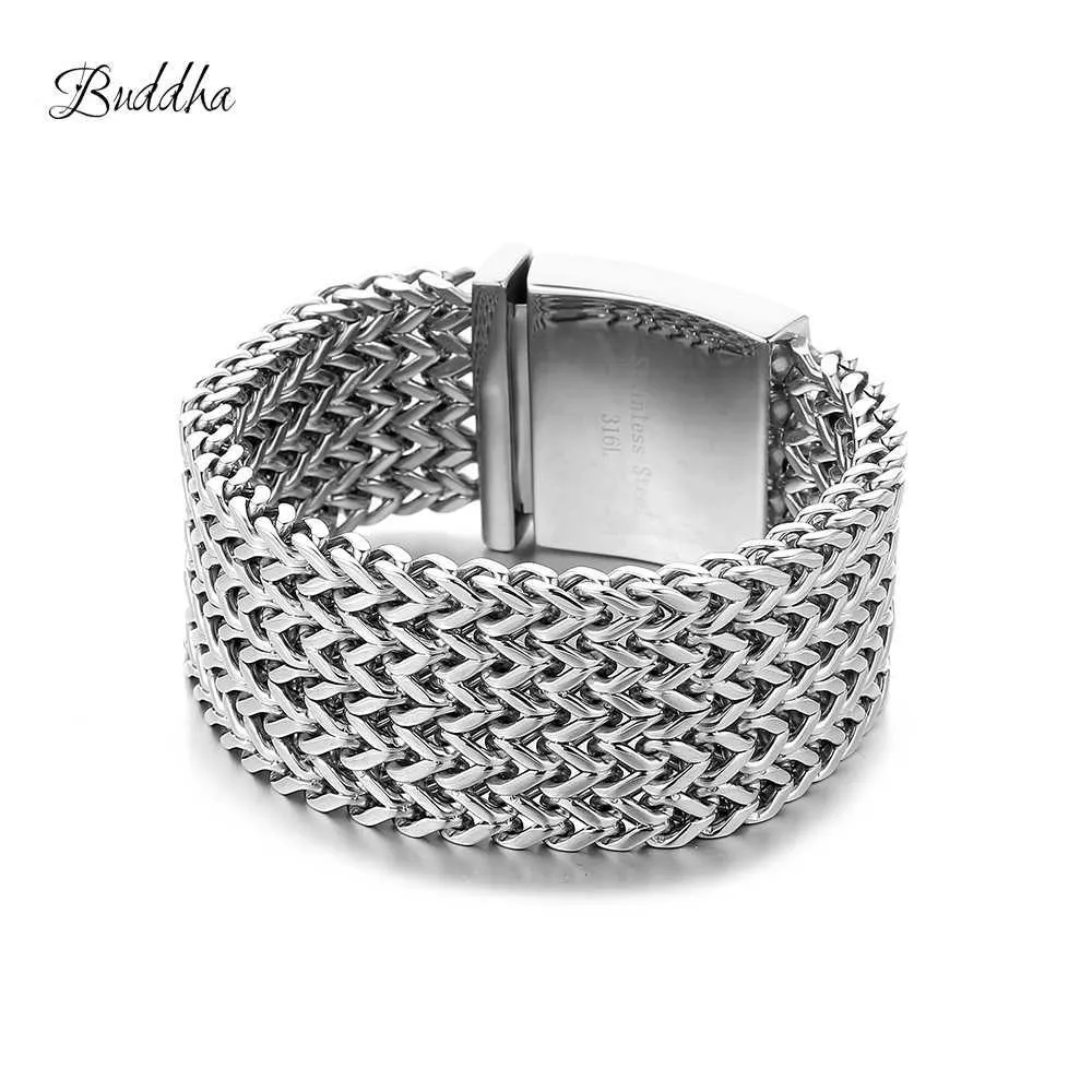 Brățară cu lanț din argint Buddha, culoare argintie, pentru bărbați, bijuterii, cadou, calitate bună, 210609_voghion.com