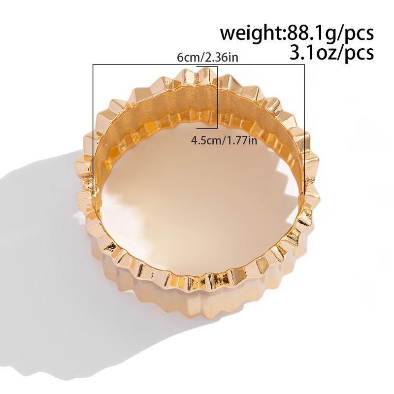 exaggerated Three Dimensional Striped Open Wide Versatile Cold Style Alloy Spring Bracelet Jewelry_voghion.com