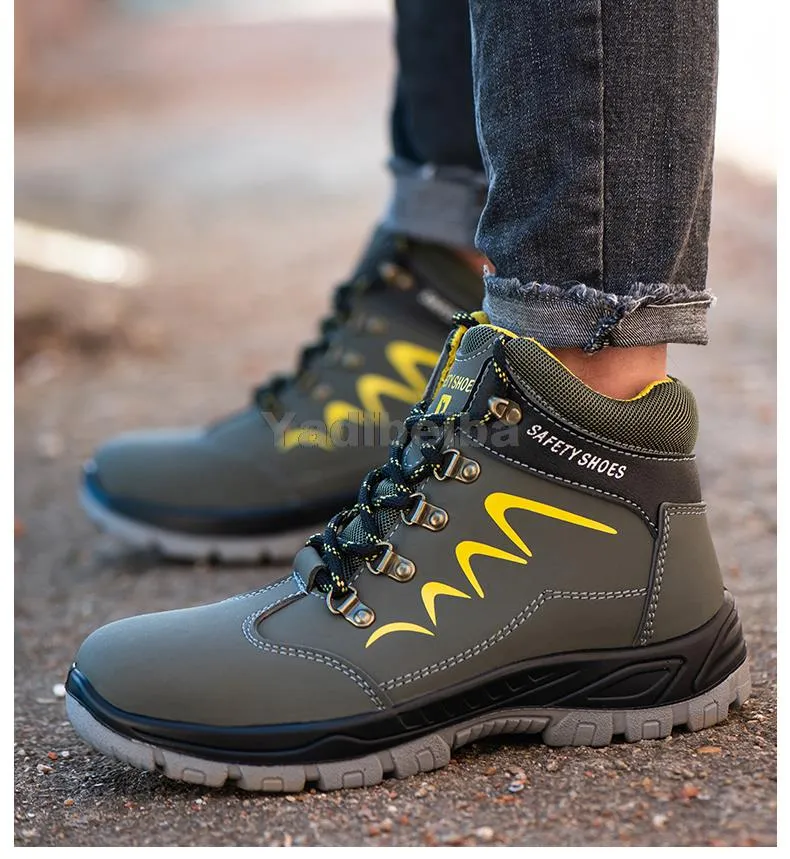 Für Sicherheit Wasserdichte Sicherheit Knöchel Schuhe Anti-smashing Stahl Kappe Kappe Winter Männer Bau Arbeit Stiefel a60c_voghion.com