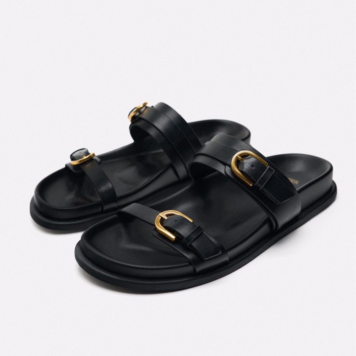 SHLIANG Chaussons de Plage Plats Décontractés pour Femmes En Plein Air Fond Épais Diapositives D'été pour Femmes Boucle En Métal En Cuir Souple Marche Dames Chaussures Romaines Y0276