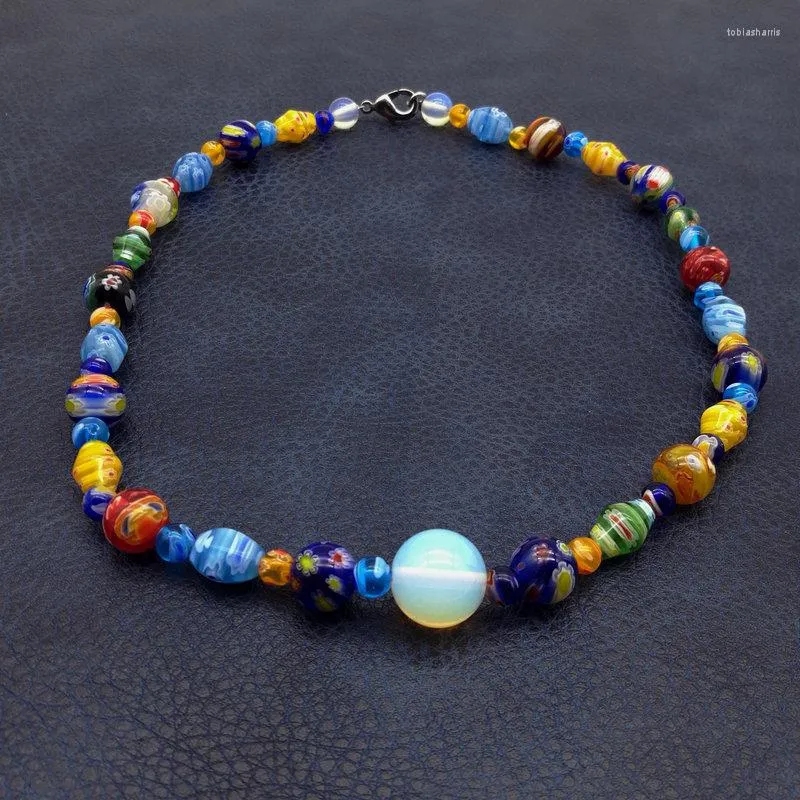 Ketten Mode Rad Millefiori Murano Glas Halskette 6-14mm_voghion.com