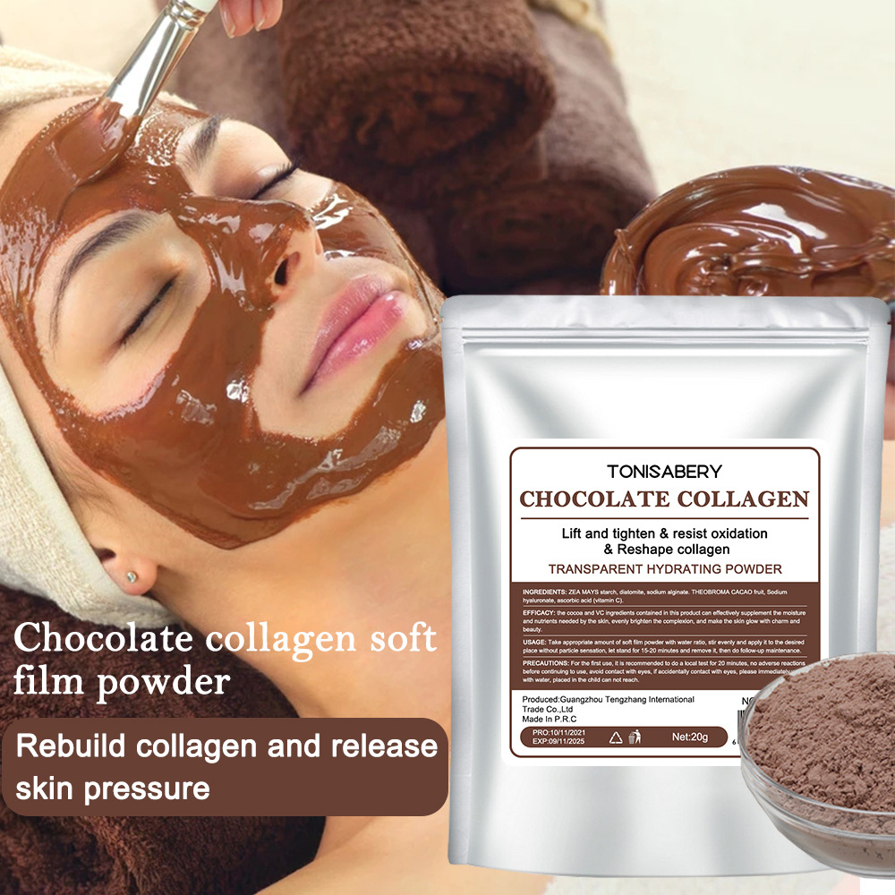 20g Chocolate Collagen Protein facial mask Multi effect Soft Mask Powder Moisturizing, Lifting and Firming_voghion.com