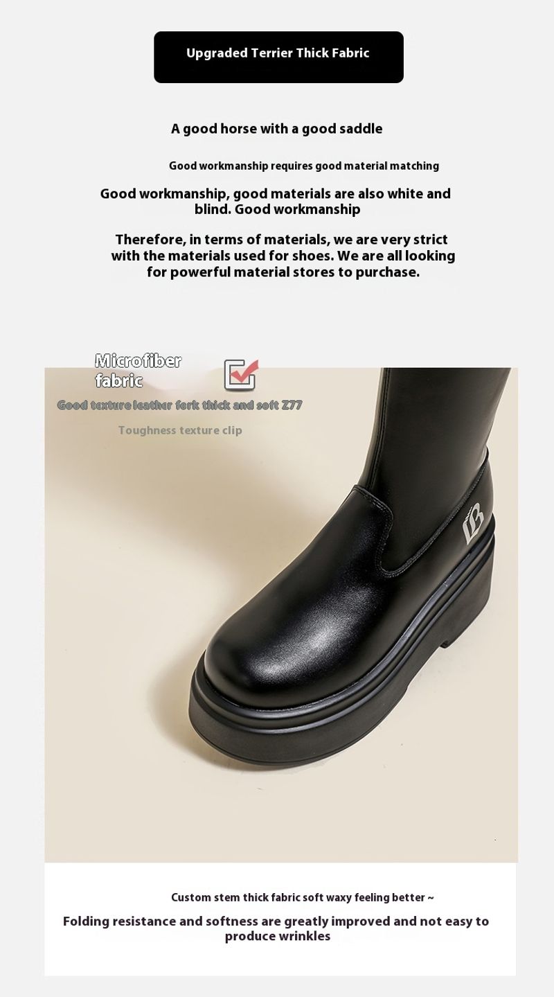 Dikke mm lang voor dames, elastische smalle grote taille hoge buis ridderlaarzen, dikke been oversized dameslaarzen_voghion.com