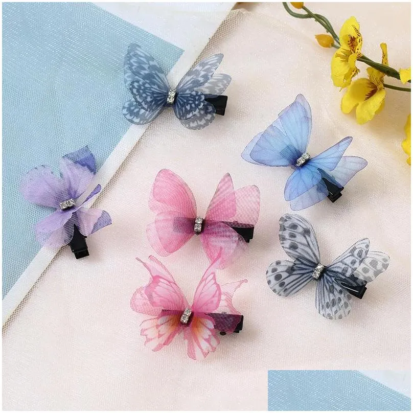 Doppeldeck Drei Nsional Barrettes Schmetterling Retro Strass Gaze DIY Haarspangen Zubehör Frauen Haarnadel Dhoxk_voghion.com