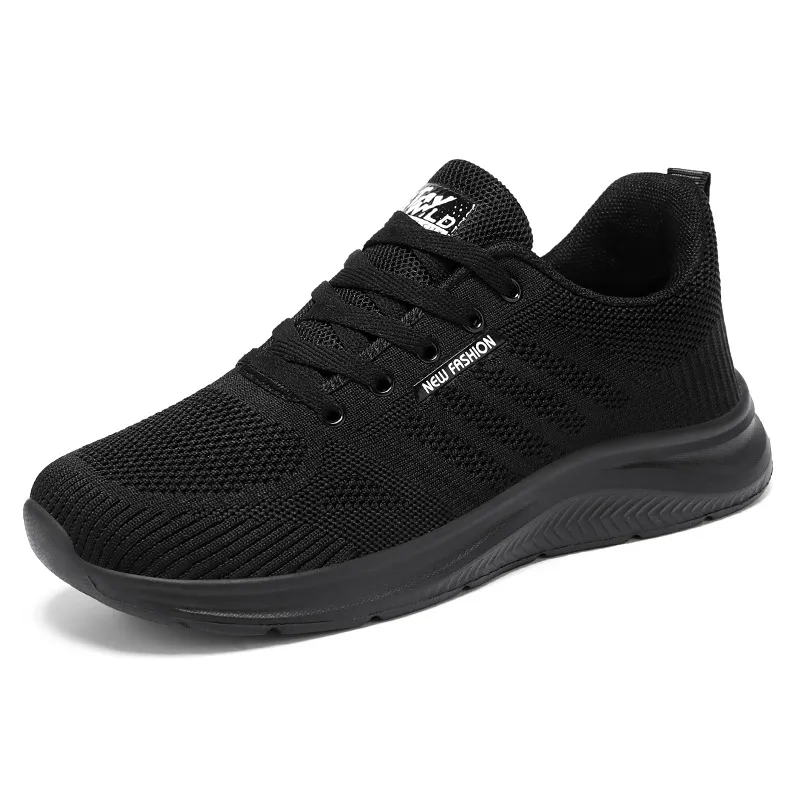 New Simple Men Sports Athleisure Lightweight Breathable Runners Tennis Shoes Black Free Shipping_voghion.com