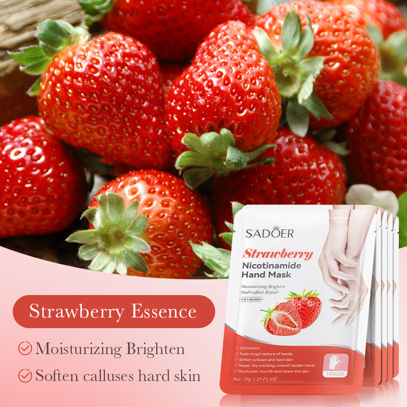 Sadoer Strawberry Niacinamide Hand Mask For Deep Moisturisation_voghion.com