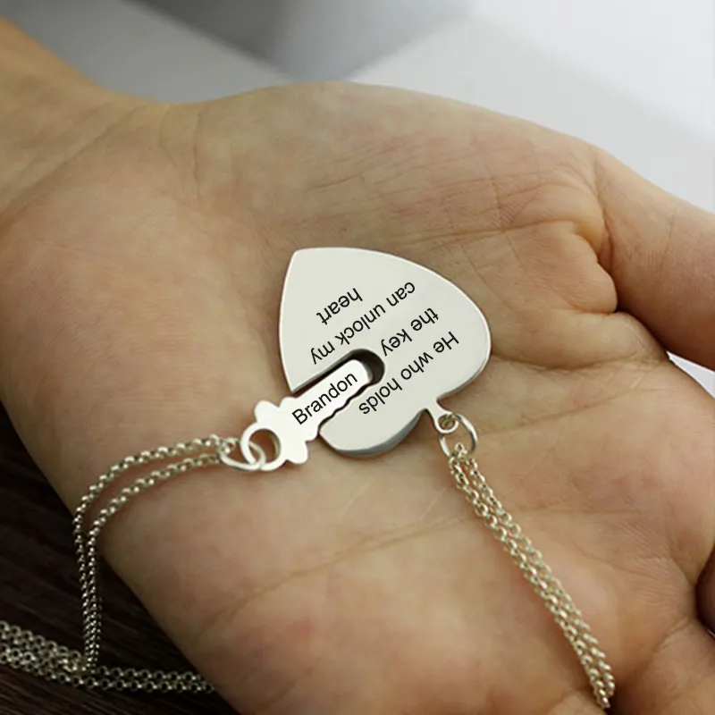 Collane con ciondolo Gioielli color oro da donna Collana personalizzata Cuore e chiave Lucchetto Kolye Sospensioni Catena Ciondoli abbinati_voghion.com