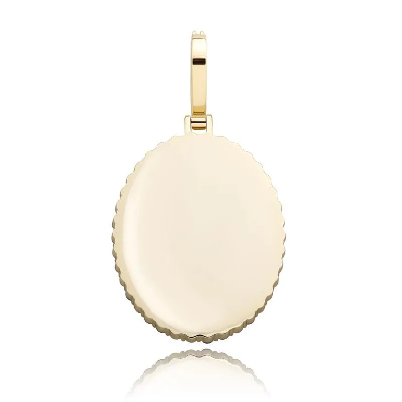 Rožu zelta pārklājuma apledojuma kubiskā cirkonija ovāla pasūtījuma foto piemiņas kaklarota personalizēta Bling dimanta DIY atmiņa_voghion.com