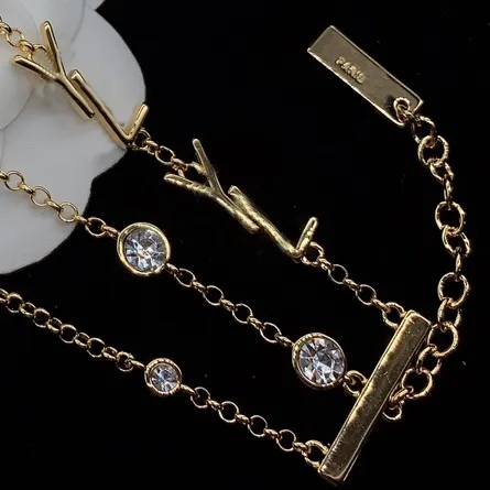 Designer Buchstaben Diamant Armband Herren Damen Gold Silber Schmuck Mode Ketten für Frauen Vintage Armbänder Geschenk_voghion.com