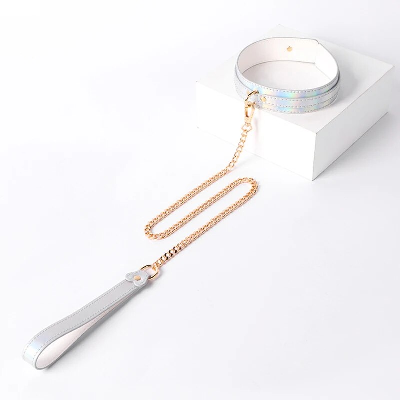 Kit de servitude BDSM en cuir brillant et sexy, gants de maintien, collier, masque pour les yeux, jouets intimes pour femmes, couples, jeux pour adultes_voghion.com