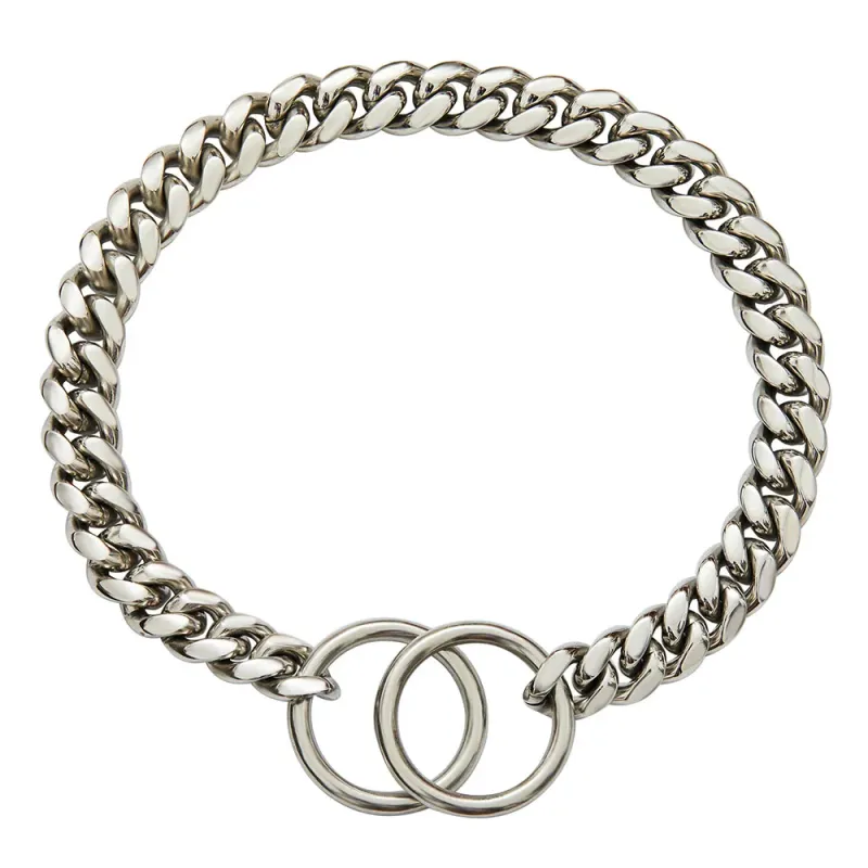 Guldhalsbånd 10 mm cubansk K-halskæde Heavy Duty Slip rustfrit stål Hunde-P-kæde til mellemstore og store hunde_voghion.com