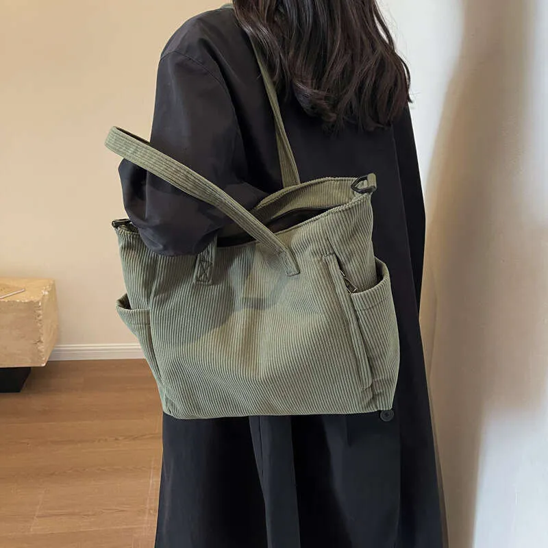 Nuovo materiale in velluto a coste borsa a tracolla grande capacità borsa a tracolla borsa da strada_voghion.com