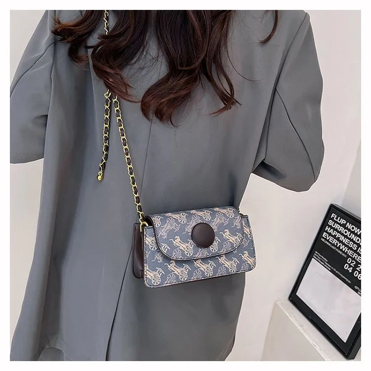 Bolsa de ombro feminina casual moda com alça de corrente_voghion.com