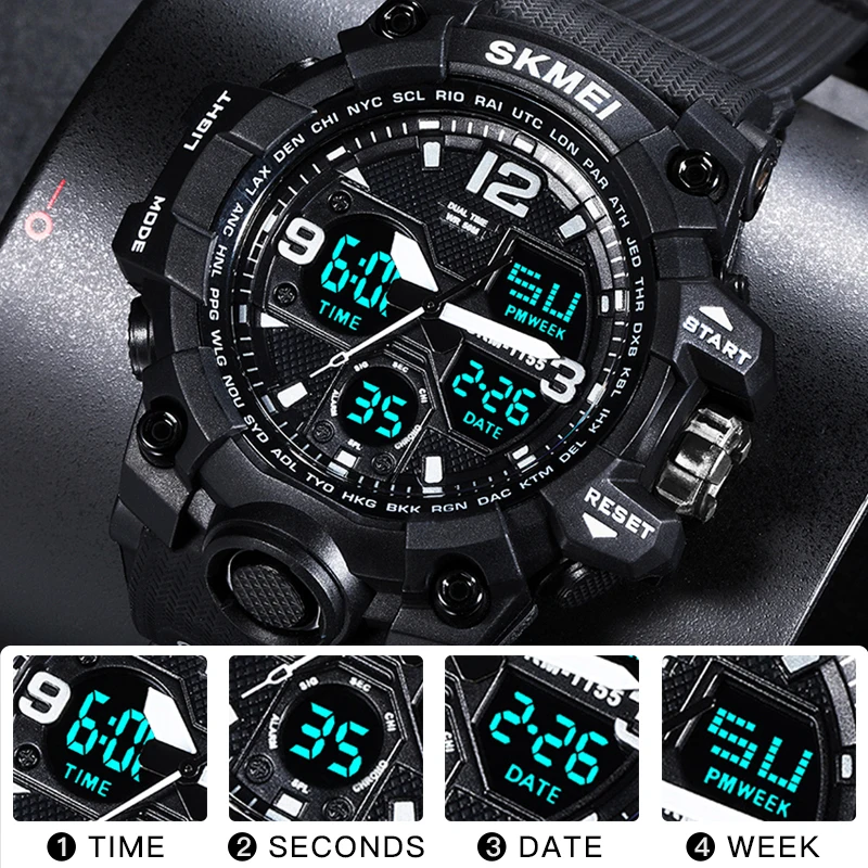Shockproof Digital Sports Watch For Men Waterproof Chronograph_voghion.com