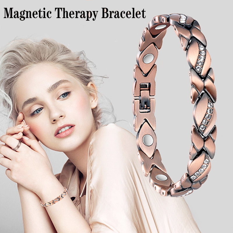 Longrui Neues Produkt Kupferarmband Diamantarmband Starker magnetischer Baumblattmagnet Kupferarmbandhersteller_voghion.com