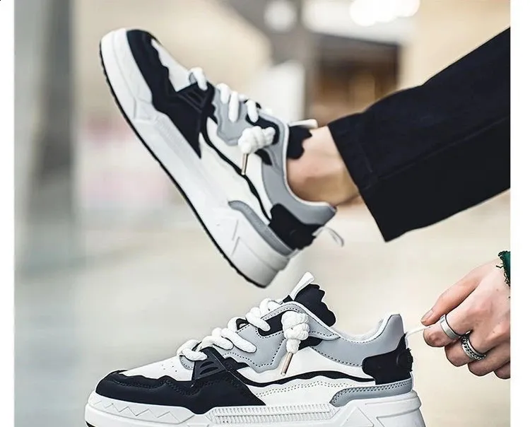 Trend chleb tkany koronkowy patchwork street hip-hop krótkie grube męskie buty sportowe 241007_voghion.com