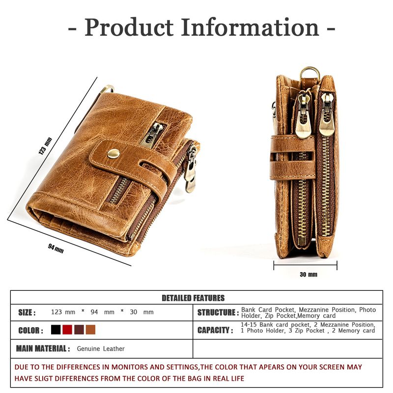 Neue männer echte RFID crazy horse leder zipper frauen retro multifunktionale kurze brieftasche_voghion.com