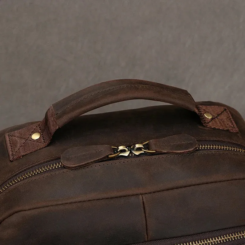 Zaino vintage Crazy Horse autentico da uomo, 14 pollici, per laptop, da lavoro, da donna, in pelle, per la scuola, grande, da viaggio_voghion.com