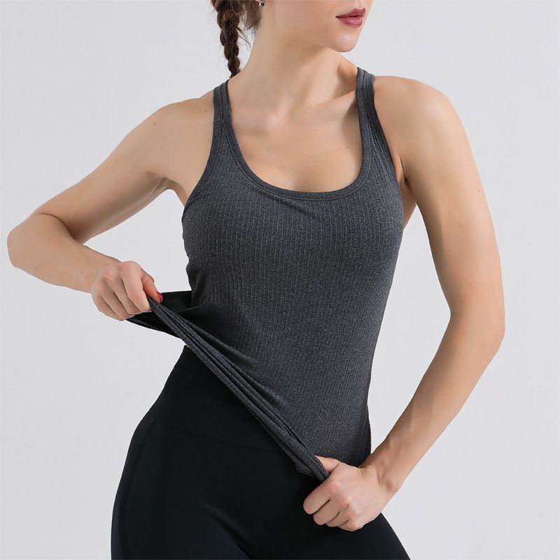 2024 New Naked Yoga Top With Chest Pad_voghion.com