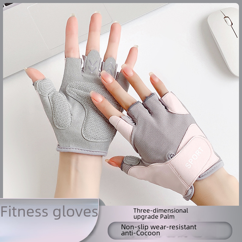 Guantes de medio dedo para mujer, para fitness, anticolisión, para exteriores, antideslizantes, para escalada, equipo deportivo, pesas, hierro, cuerda para saltar, barra horizontal