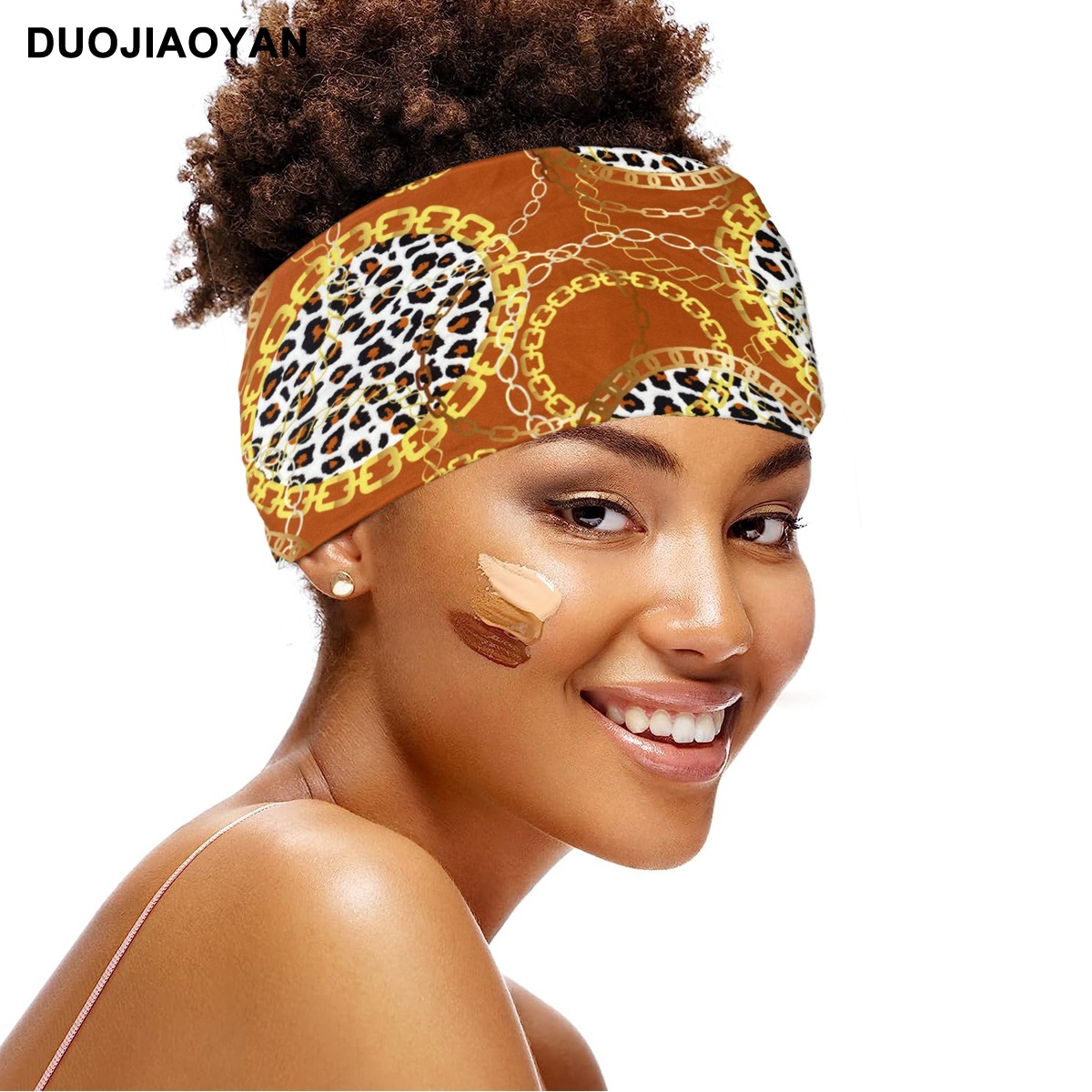Unisex Knot headband Color matching pattern printed sports headband Fashion polka dot wide edge elastic headband_voghion.com