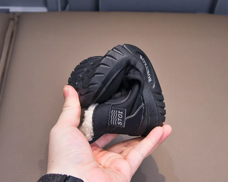 Toddler PU Leather Snow Children Thick Warm Boy's Cotton Anti-slip Girl Fur Boots For Cutefeet Kids Winter Plush Shoes_desvips.com
