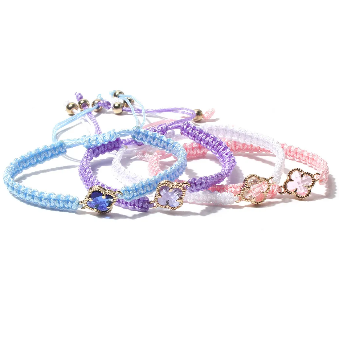 KDC869 großhandel mode handgemachte glück Vierblättriges Kleeblatt Blume charme armband rame seil schmuck frauen string mädchen_voghion.com