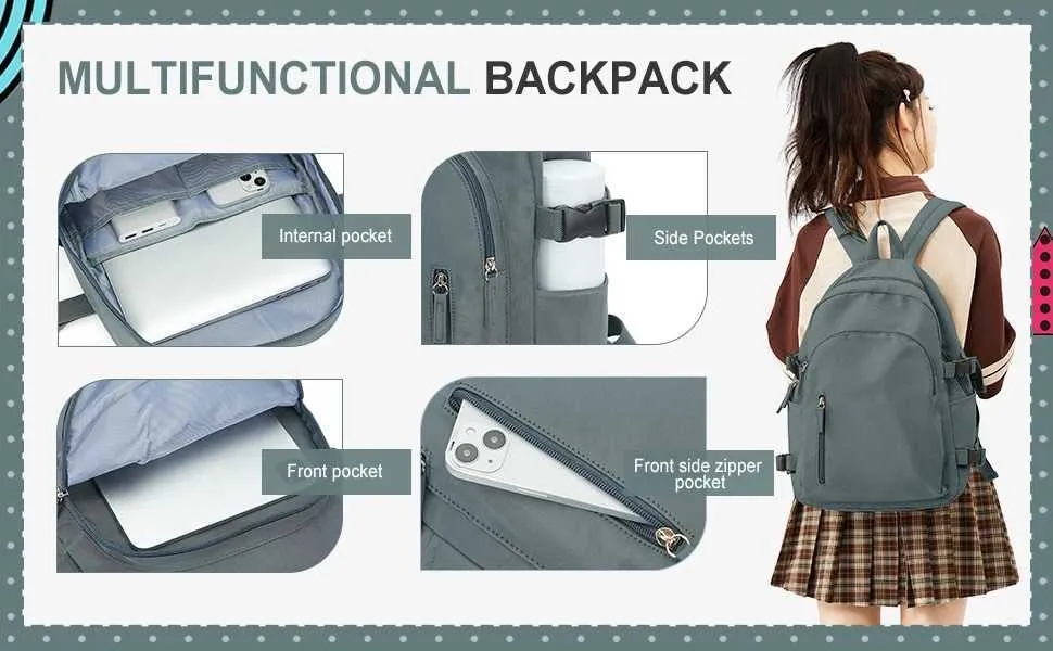 School For Women Men Waterproof College Lightweight Travel Backpack Rucksack Casual Daypack Laptop BackpacksC241116_voghion.com