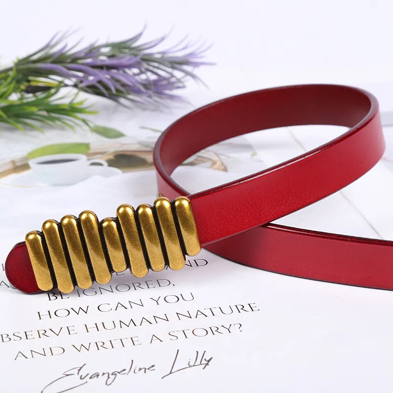 2022 Damen Designer Breite 2,3 CM Rindsleder Schlank Klassischer Damen Taillengürtel Mädchen Kleid Gürtel_voghion.com