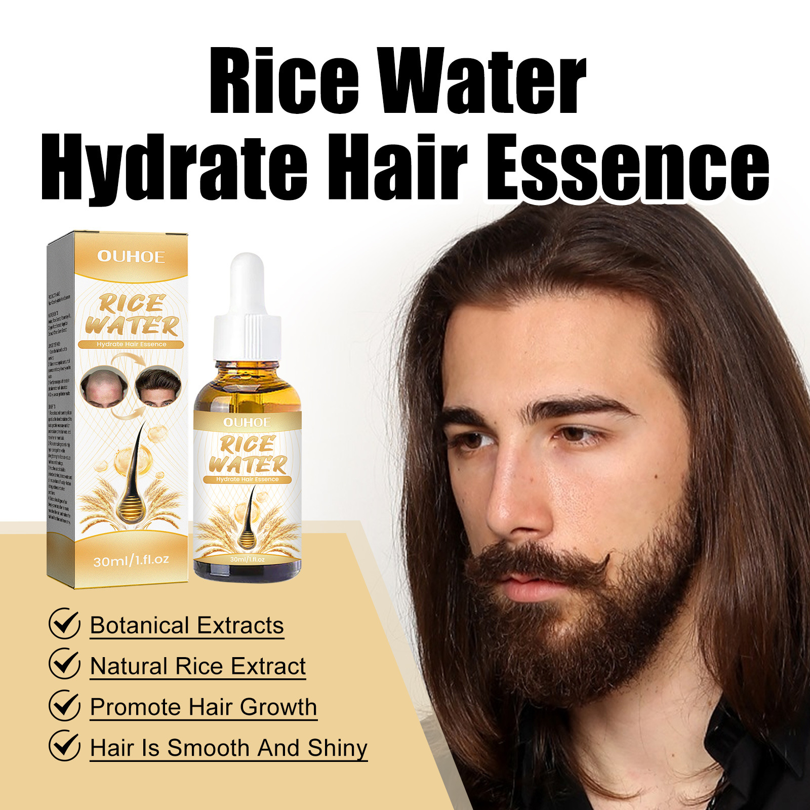 OUHOE Dense Hair taastab kuivad ja pehmed juuksed, peanaha massaažihooldus, tihedate juuste essents_voghion.com