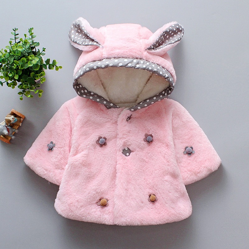 Winter Children's Warm Clothing Hooded Coat Cold Proof Cute Rabbit Ears Cloak for Girls_voghion.com