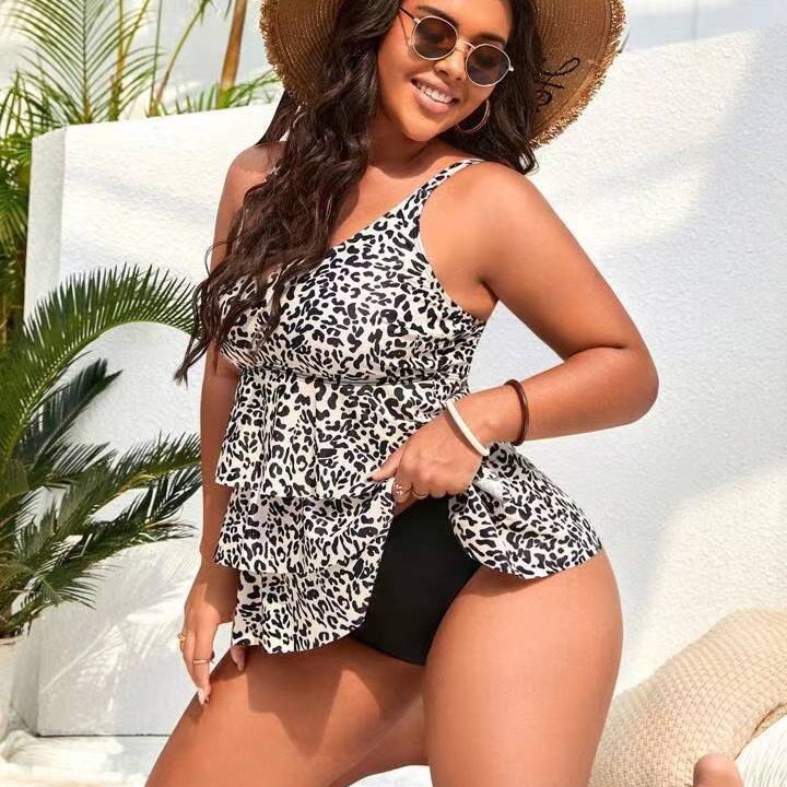 Women's large size fat woman leopard print sexy fashion backless belly thin high waist bikini women_voghion.com
