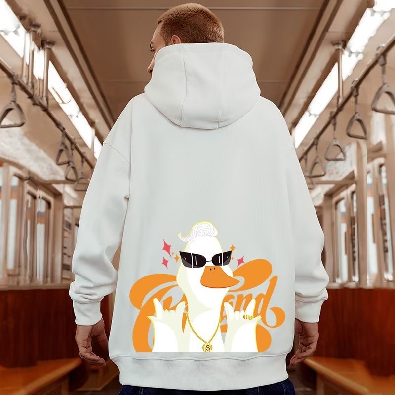 Oversized heren hoodie met amerikaanse eend print winterfleece_voghion.com
