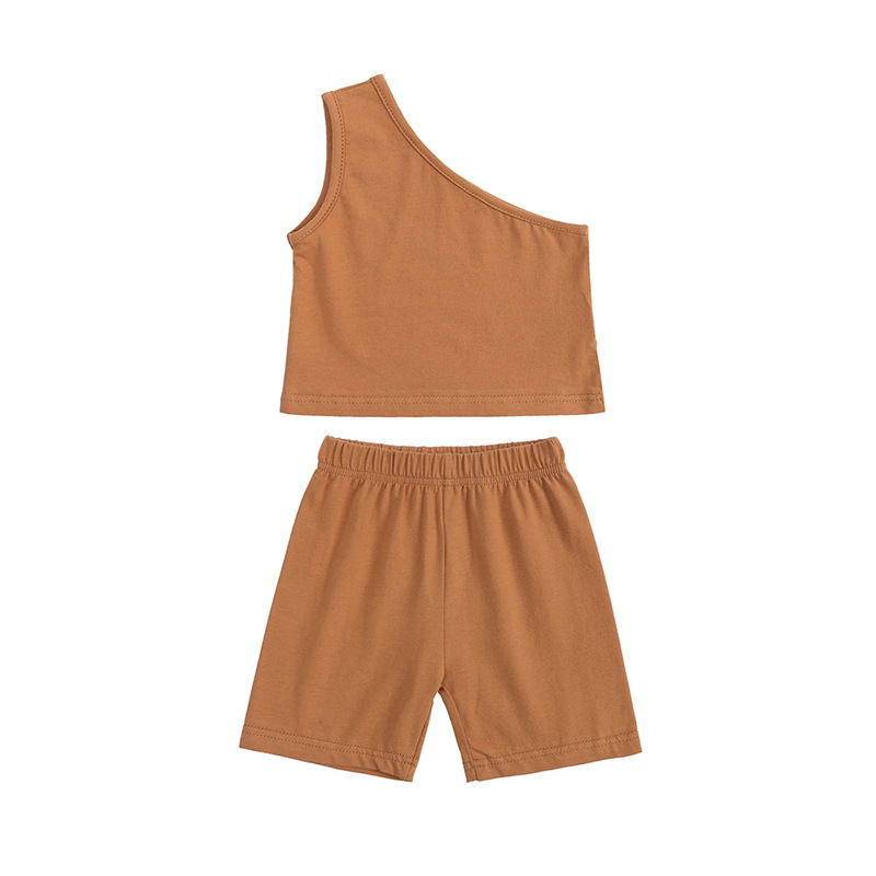 Mamma e bambini nuovi pantaloncini monospalla con bretelle per bambine tinta unita all'ingrosso_voghion.com