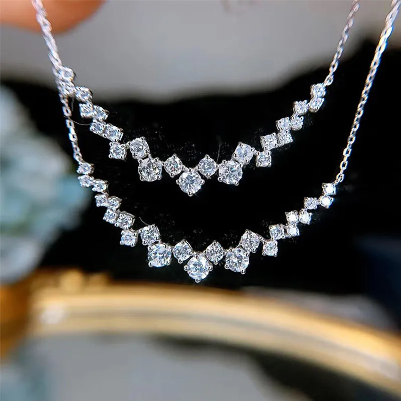 Colliers pendentifs CAOSHI Collier pour femme pour fiançailles Bijoux de mariage avec une rangée de cristal brillant Élégant Femme_voghion.com