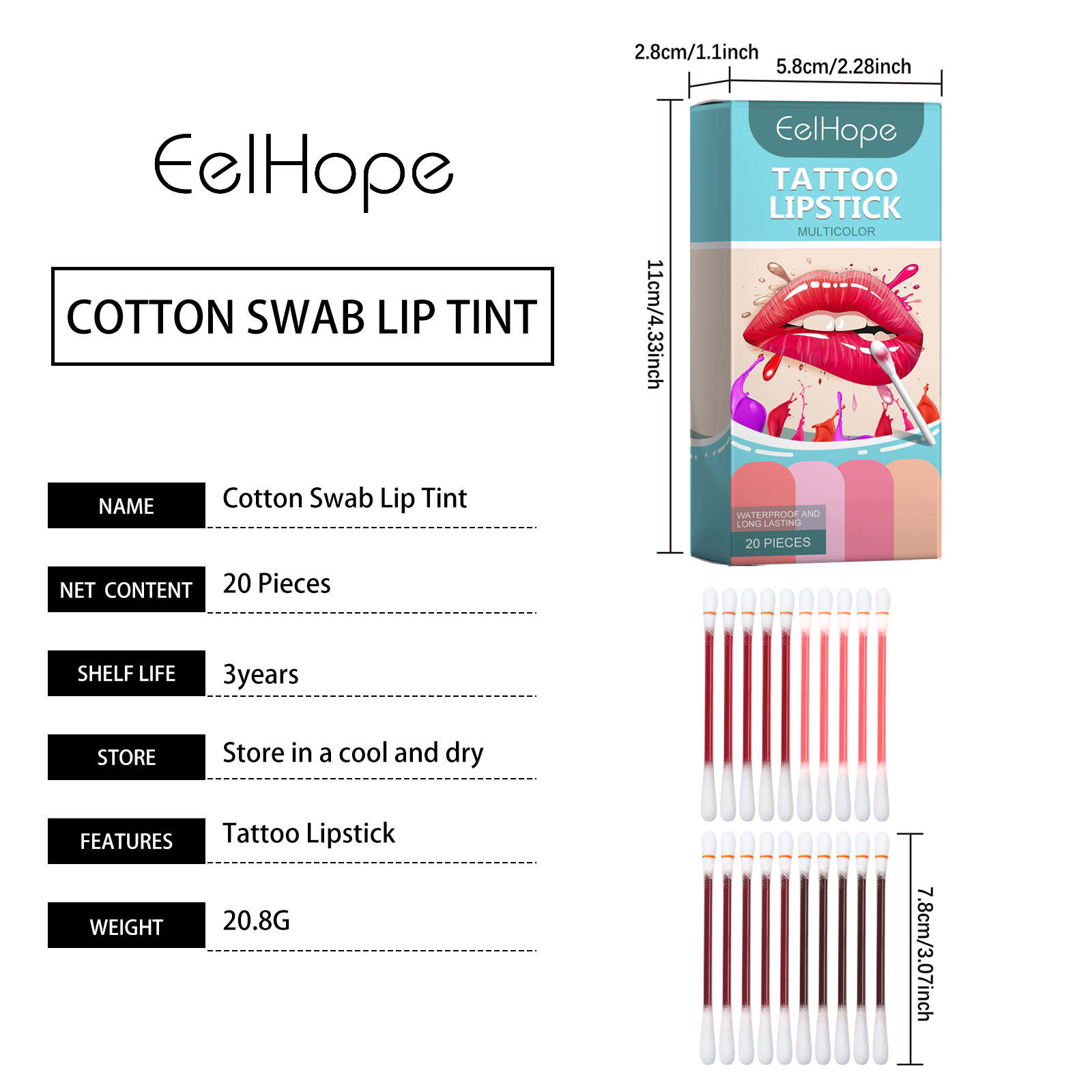 Eelhope Wattestäbchen Lippenstift Für Langanhaltende Feuchtigkeit_voghion.com