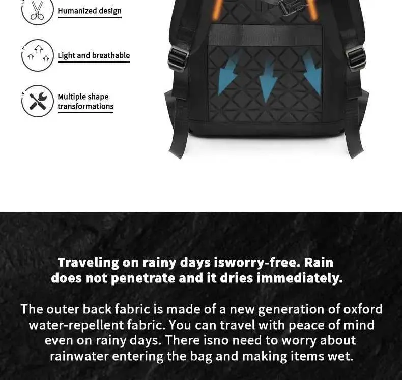 Zaino da viaggio sportivo 3 in 1 convertibile espandibile impermeabile di grande capacità per uomo con parte superiore arrotolabile e antifurto per laptop da 17 pollici_voghion.com