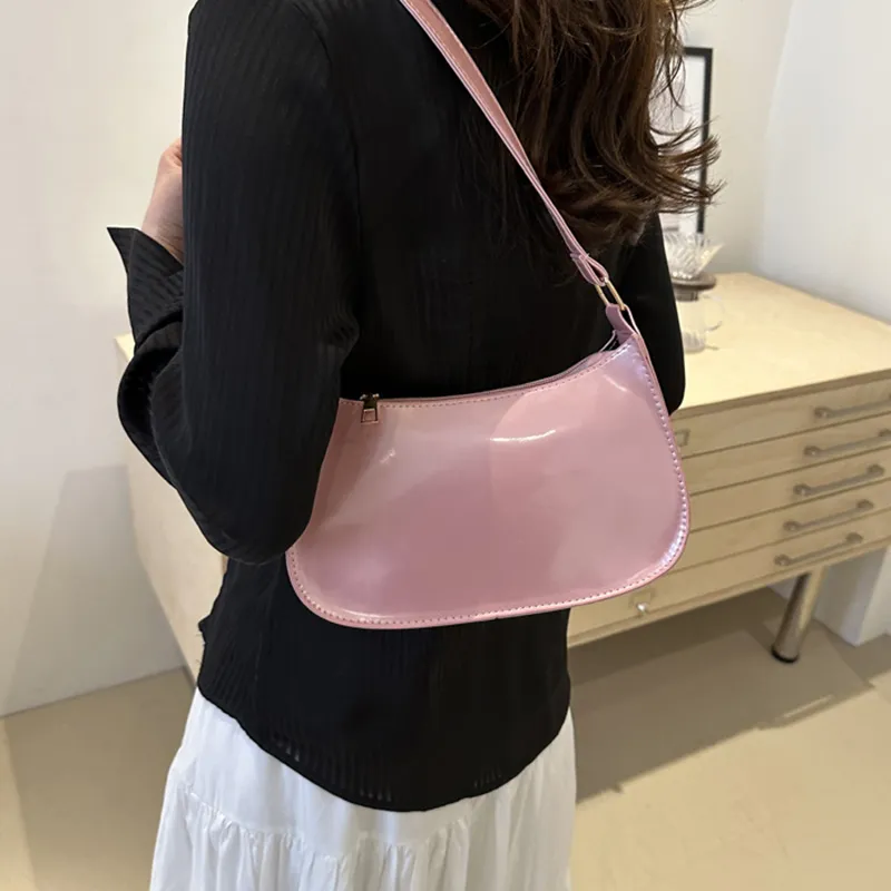Borsa a tracolla da donna in pelle PU tinta unita retrò, borse alla moda, borse casual hobo e borsette da donna_voghion.com