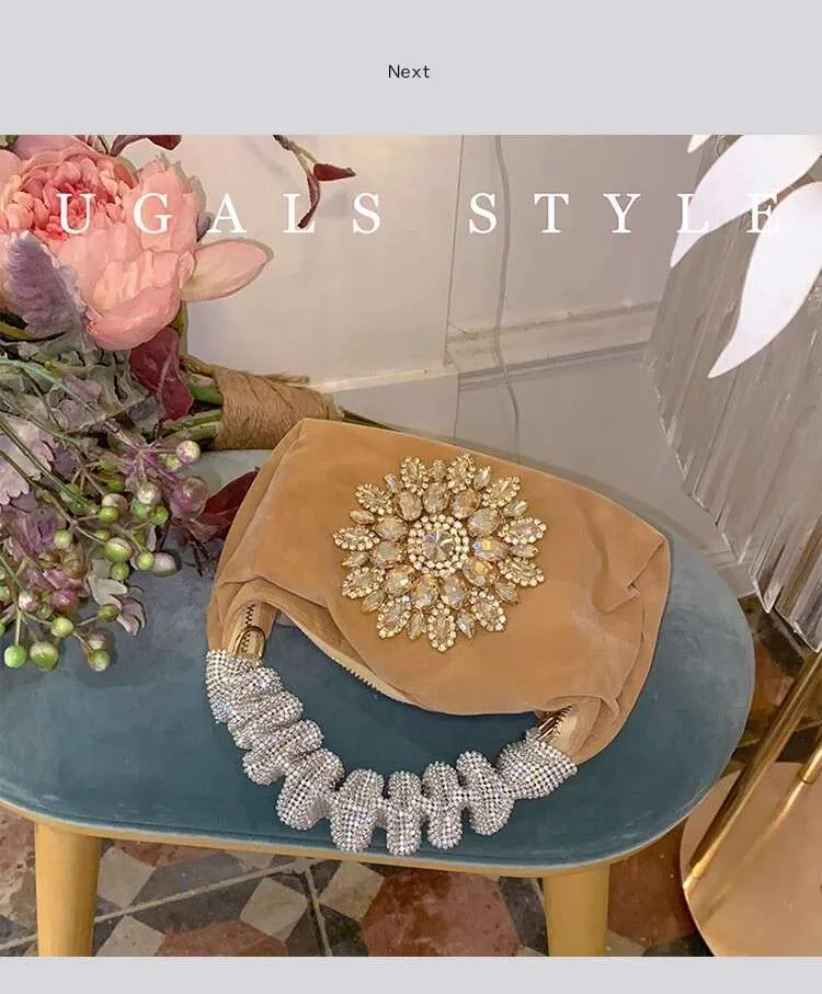 Glitter Shiny Rhies Dia Evening Fashion Hobo Women's Handbag Wedding Party Clutch Purse Crossbody Bag Street Dressing_voghion.com