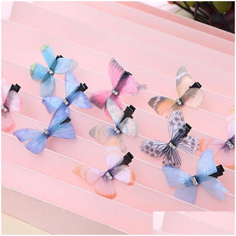 Doppeldeck Drei Nsional Barrettes Schmetterling Retro Strass Gaze DIY Haarspangen Zubehör Frauen Haarnadel Dhoxk_voghion.com