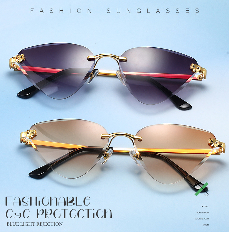 Men's Sunglasses Leopard Frameless Sunglasses New Fashion Wave Legs Personality Sunglasses Trendy Street Shooting Retro Sunglasses_voghion.com