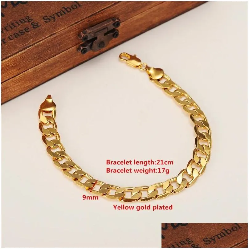 Pulseiras de ouro 21 cm Figaro Chain Link Trendy Mulheres Homens Jóias Atacado Casamento Presentes de noiva Partybangle Drop_voghion.com