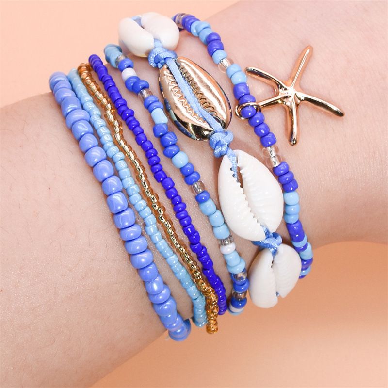 Hot Selg Sommer Dopamin Böhmisches Ozean-Strand-Seestern-Muschel-Reis-Perlen-Mehrschicht-Armband_voghion.com