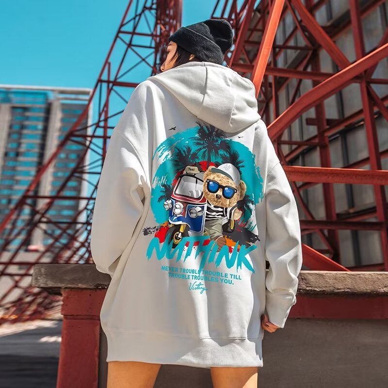 2024 New Trendy Brand Fatty Men's Hooded Loose Bear with Plush Fat Plus Size Couple Sweater for Autumn and Winter_voghion.com