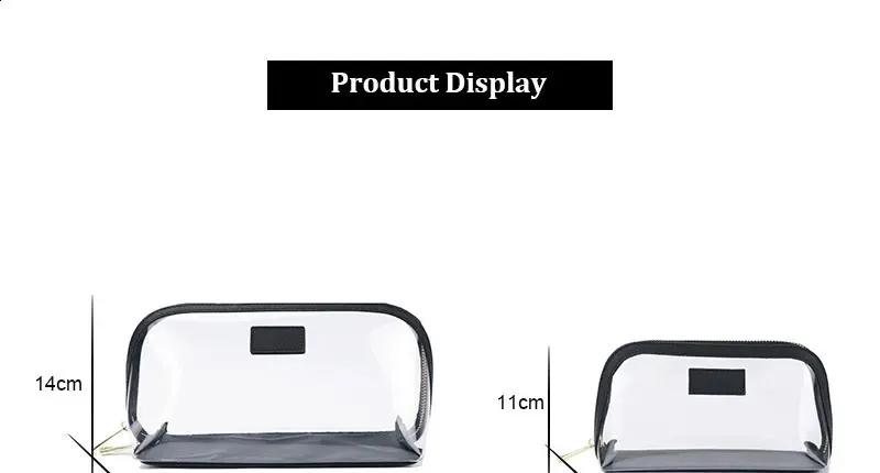Set da viaggio in vera pelle personalizzato, porta pennelli da trucco impermeabile, borsa cosmetica portatile in PVC trasparente TPU 240805_voghion.com
