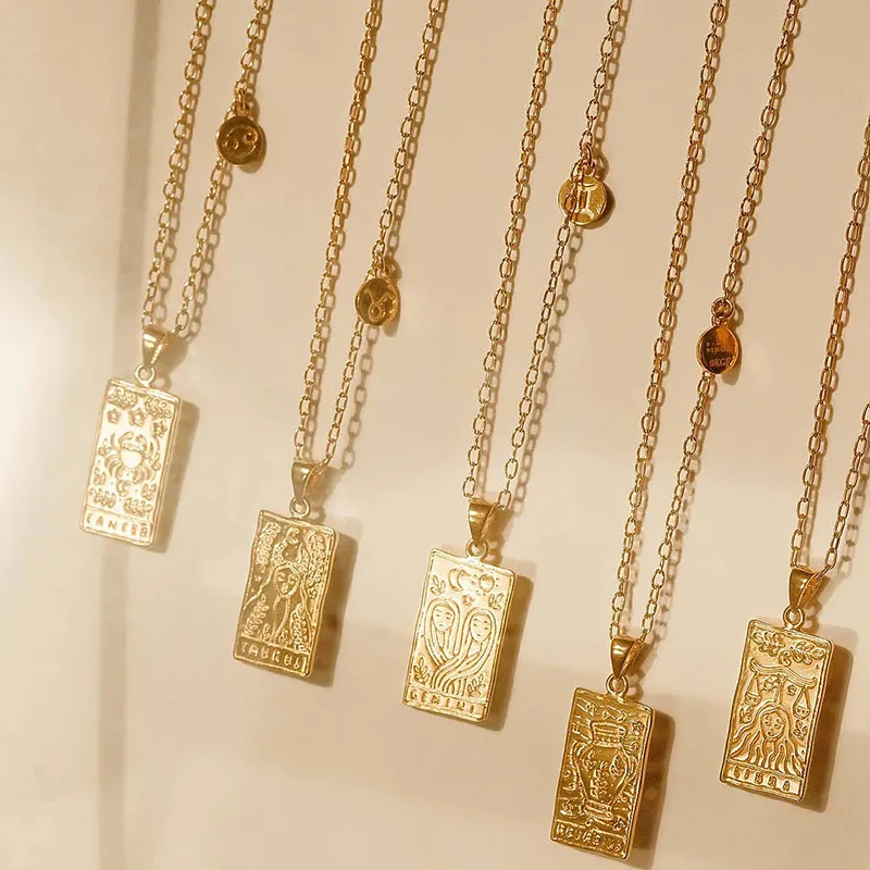 Catene Moda Gioielli in acciaio inossidabile Colore oro 12 Segno zodiacale Collana con corda Collane di amicizia alla moda per_voghion.com