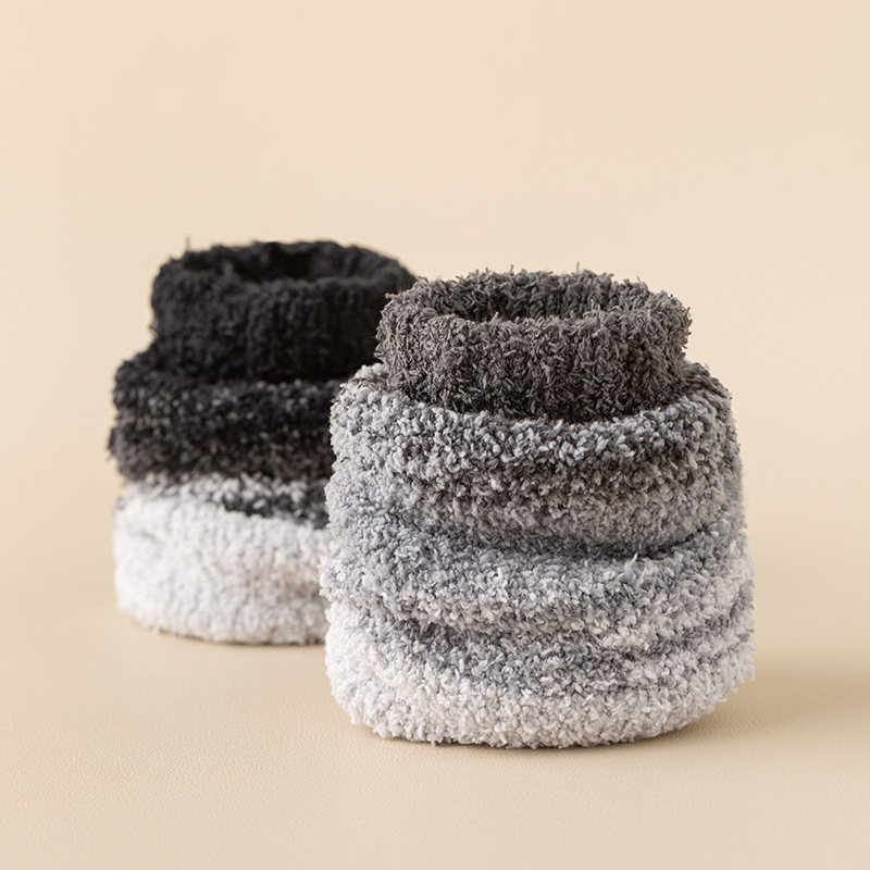 Nieuwe herfst- en wintersokken voor heren, koraalfleece, home, herensokken met middelhoge sokken, dikke sokken met kleurverloop, herensokken, vloersokken_voghion.com