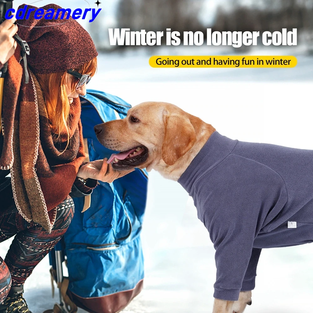 Abrigos de lana cálidos para perros, pijamas de cuatro patas, ropa para perros pequeños, medianos y grandes, ropa para clima frío, trajes de nieve para perros que cubren todo el cuerpo._voghion.com